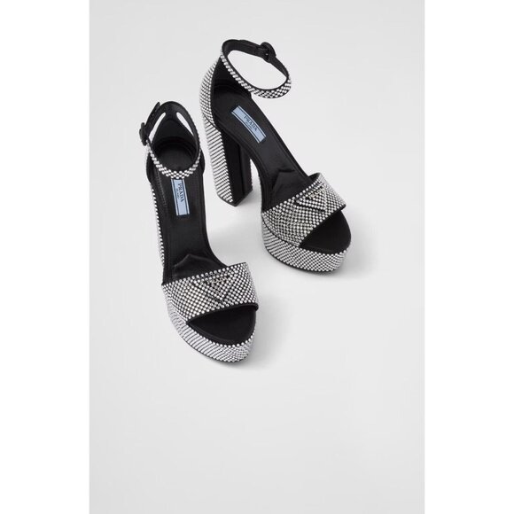 Prada Satin platform sandals with crystals Size 38.5 New 100% Authentic - Picture 4 of 5